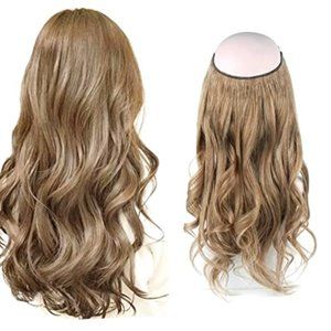 Sassina 22 Inch Invisible Wire Hair Extensions Ash Brown Wavy Hair Human Hair